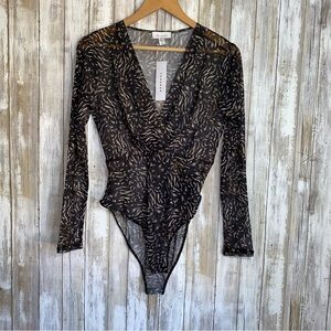 NWT Topshop Animal Print Mesh Bodysuit